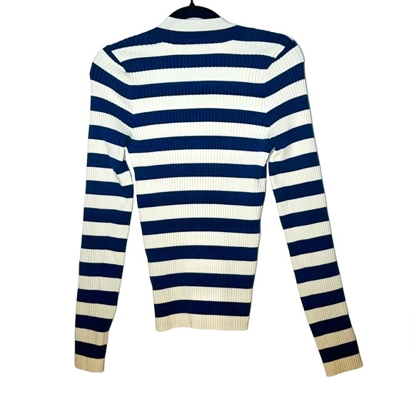 NEW Madewell V-Neck Sweater in Stripe, Navy & Ivory, Size Large - Picture 7 of 14